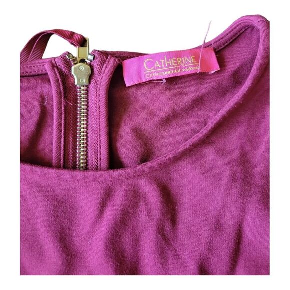 Catherine Malandrino Wine Colored Long Sleeve Fitted Knit Peplum Top Siz… - Picture 4 of 5